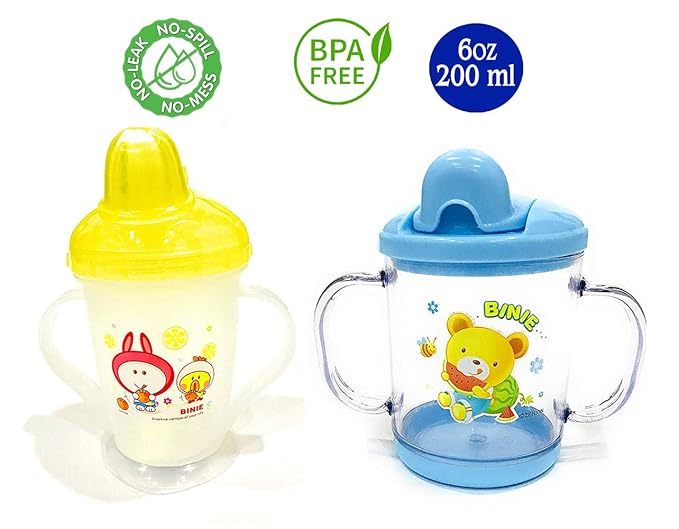 THE LITTLE LOOKERS Premium Quality Bpa Free Unbreakable Sippy Cup (Sipper Mugs for Kids/Children/Babies/Infants) Spout Infant PP Water/Juice Training Sipper Cup with Handles 200 ml (Yellow & Blue)