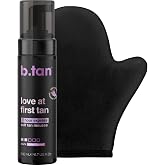 b.tan Violet Self Tanner Kit - 1 Hour Dark Bronzing Mousse, Fake Tan Mitt | Love at First Tan Foam with Mitt Applicator Bundle, Moisturizing, Streak-Free Tanning, Instant Sunless Deep Bronze Glow