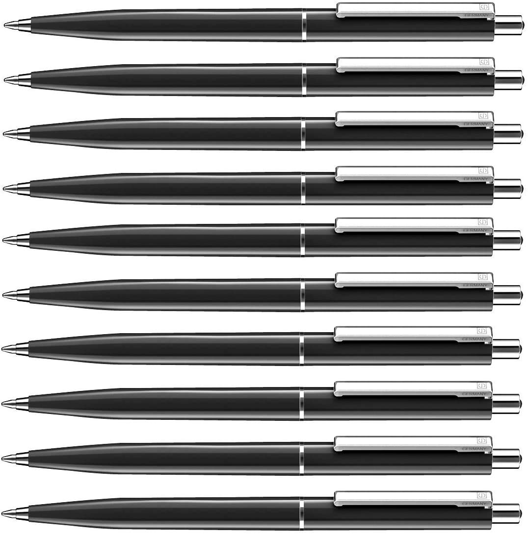 allpremio 50 black ballpoint pens, black ink, line thickness: M, indelible ink according to ISO 12757-2, with metal clip, refillable