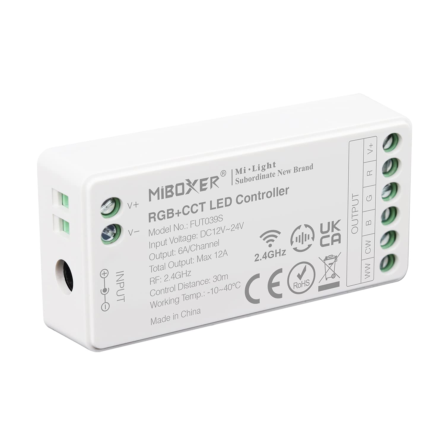 lighteu®, Milight Miboxer 2.4GHz RGB+CCT RGB Color Temperature 2700-6500K Controller DMX512 controllable, FUT039S