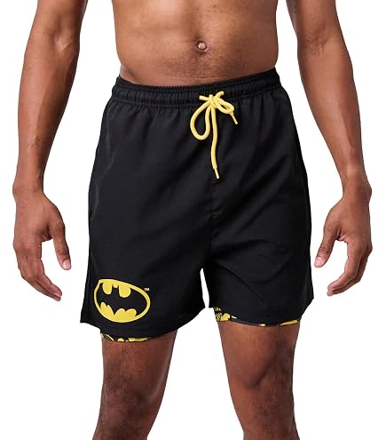 ELDORESO Bat Shorts Black Lサイズ バットマン Batman Classic Bat Logo Men's Black Drawstring Sleep Pajama Shorts