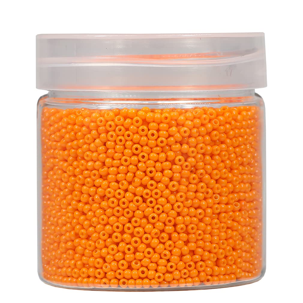 Bala&Fillic Size 2mm Round Seed Beads 10000pcs/110 Grams in Box 12/0 Orange Small Craft Seed Beads for Making Jewelry Earring Bracelets Necklace (Orange)