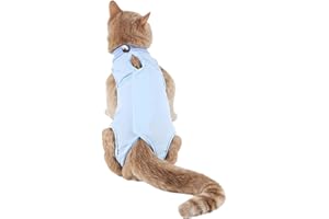 TORJOY Kitten Onesies,Cat Recovery Suit for Abdominal Wounds or Skin Diseases,After Surgery Wear Anti Licking Wounds,Breathable E-Collar Alternative for Cat Blue M