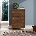 Grain Wood Furniture Mid Century 5-Drawer Chest, Brushed Walnut