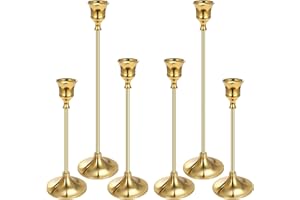 BOTSROOM Gold Candlestick Holders, Candle Stick Holders Set of 6, Brass Golden Taper Candle Holders for Candlesticks, Vintage Decor Gold Centerpieces for Table Wedding House Warming Gifts