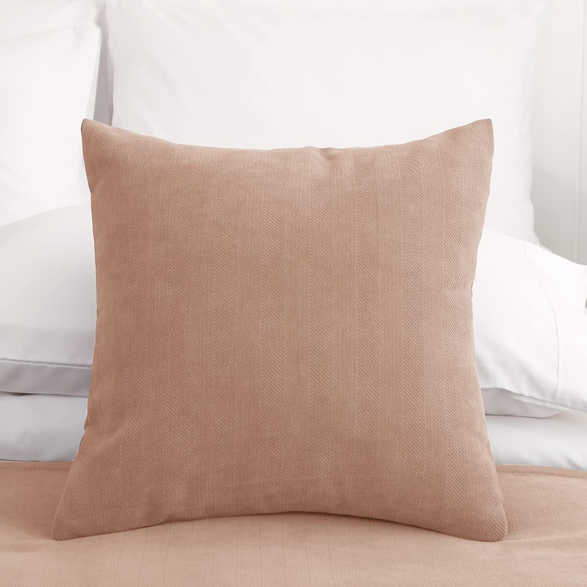 AMBERIS 2 Pillowcases (45×45cm)(without Insert) Beige, Modern Style 2 Pillowcases (without Insert) for Home Hotel Decorations