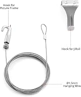 QWORK Picture Hanging Wire Kit 2m Stainless Steel with Adjustable Hooks 40 kg view 2