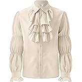Runcati Mens Pirate Shirt Ruffle Victorian Renaissance Vampire Poet Puffy Shirts Gothic Steampunk Medieval Costume