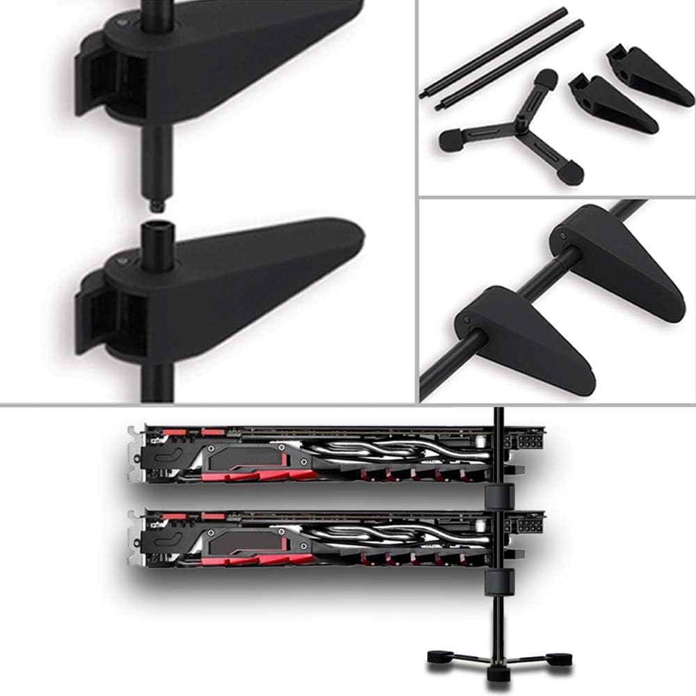 Ecoconut Graphics Card Holder GPU Bracket Brace VGA Holder Graphics Cards Sag Holder Universal Holds Single or Dual Cards (Black)