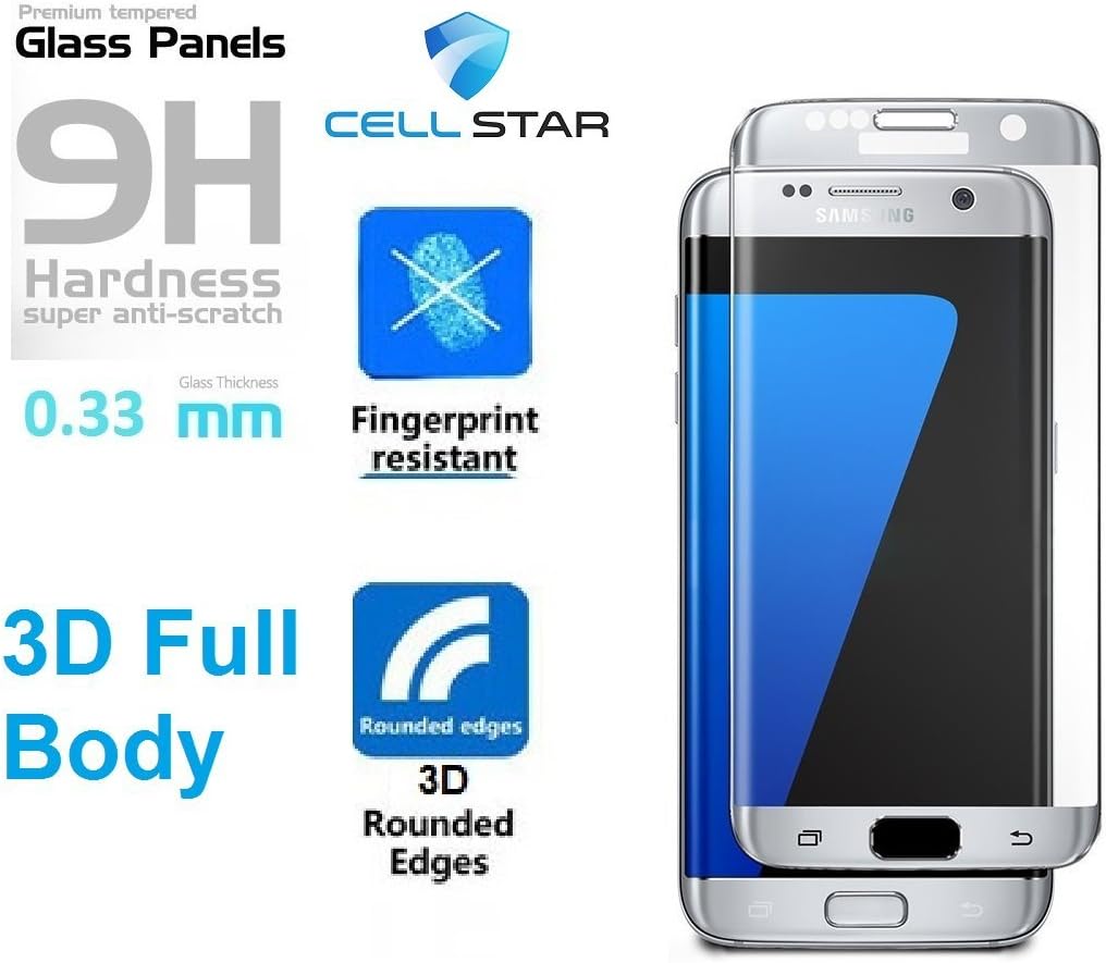 Samsung Galaxy S7 Edge Silver Tempered Glass Screen Protector - Best Cell Phone Glass Accessory - Air-bubble-proof Scratch Resistant Screen Guard with 9H Hardness and Anti-burst - 100% Satisfaction