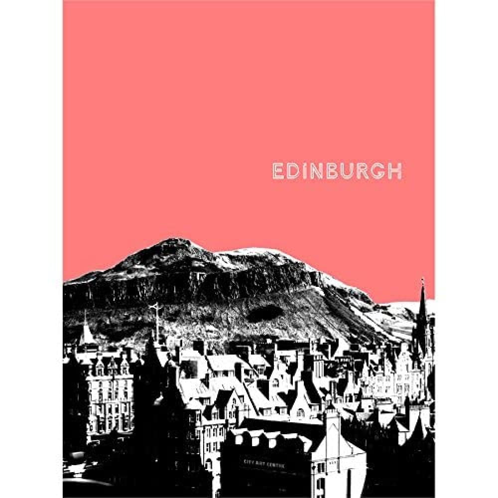 Wee Blue Coo Arthurs Seat Edinburgh Scotland Scottish Landmark Coral Canvas Art Print