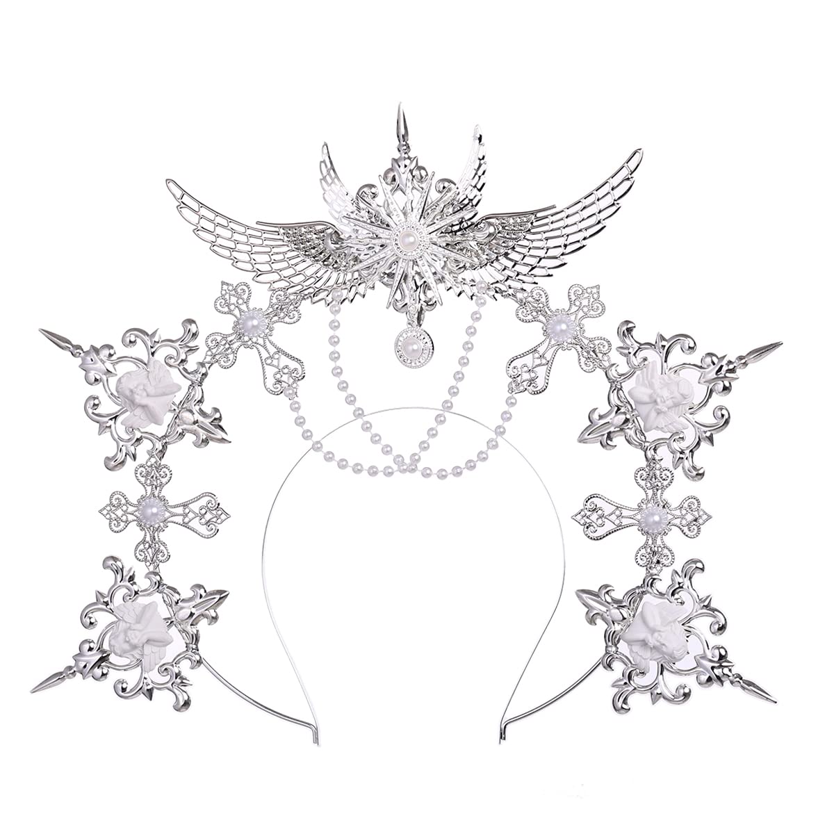BLESSUME Mary Halo Headband Crown Goddess Women Halloween Costume Headpiece (Silver 5) — image 1