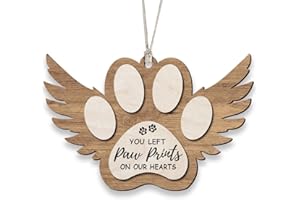 KilyHome Angel Wings - Paw Print Christmas Ornament, Pet Memorial Gifts for Dog Lovers, Pet Lover, Bereaved Pet Owner, Bereavement, Sympathy, Remembrance, Condolence Gift, Xmas Wood Ornaments Keepsake