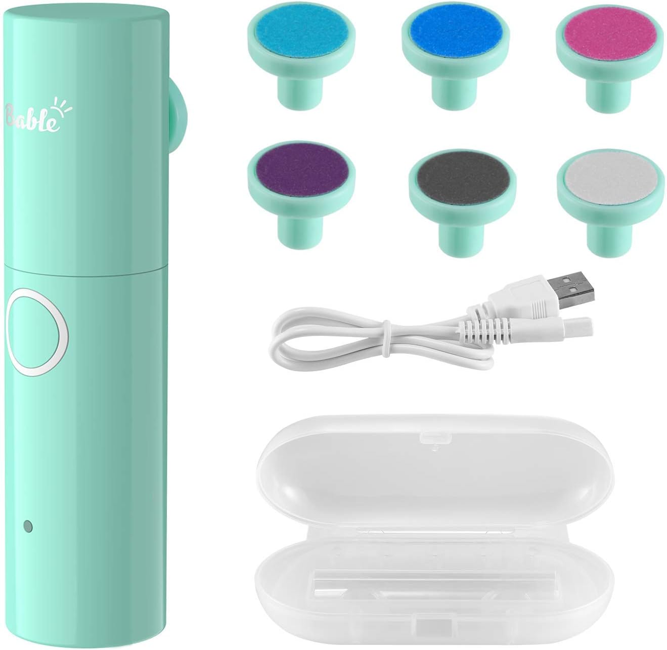 Bable Baby Nail File Electric Nail Trimmer Manicure Set with Light, Safe Rechargeable Baby Electric Nail Polisher Kit for Newborn Infant Toddler Kids Toes and Fingernails or Women