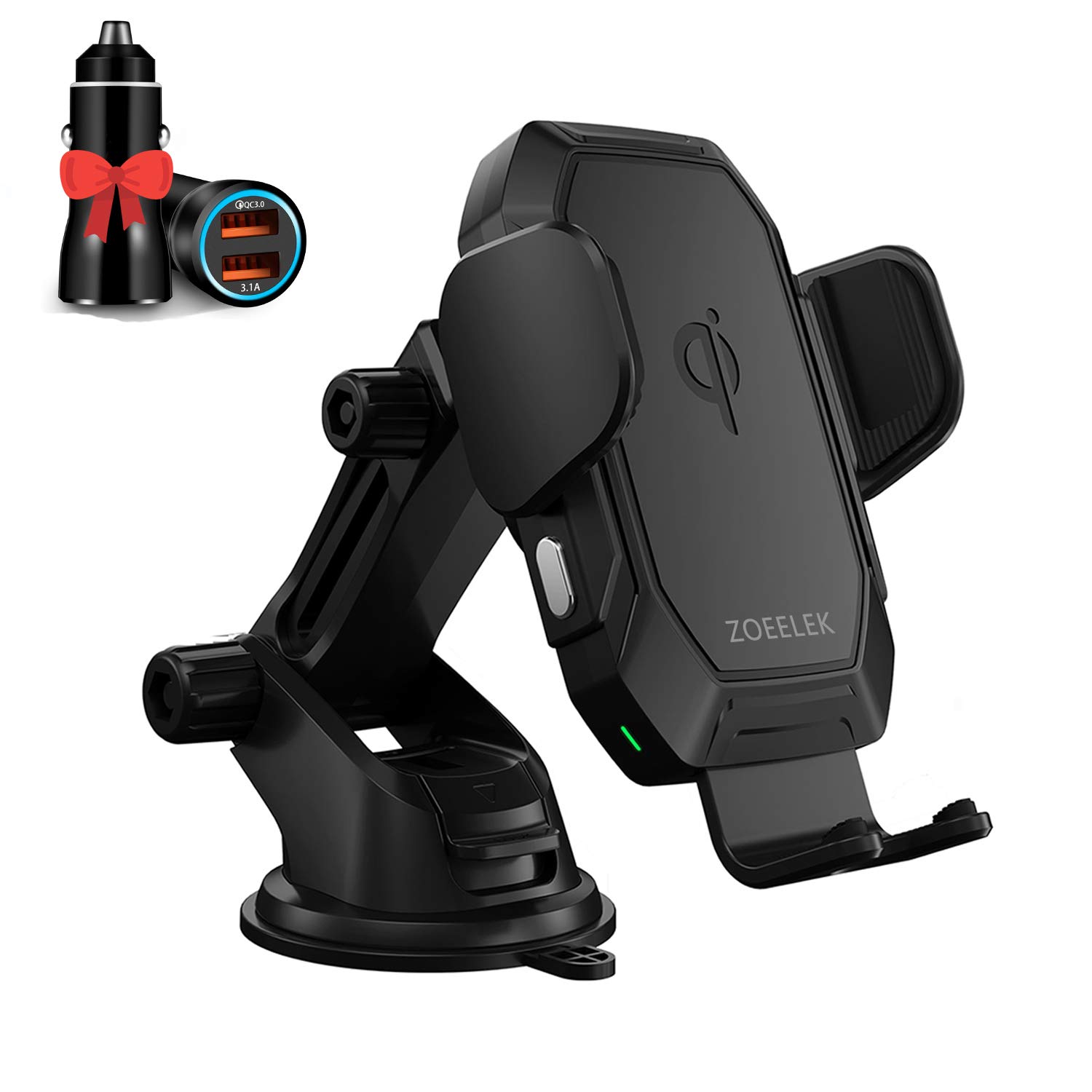 ZOEELEK Wireless Car Charger, 15W Qi Fast Charging Auto-Clamping Car Charger Mount, Vent Dashboard Car Phone holder Compatible for iPhone 12/12 Pro/12 Pro Max/11/11 Pro Max/X/XS/XR, Samsung S20/S10