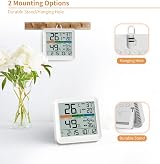 NOKLEAD Hygrometer Indoor Thermometer Digital Room Humidity Gauge Max Min Clock view 6