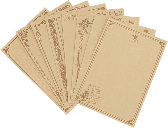 Amazon 便箋 A5 便箋 横 縦書き 80枚セット シンプル 便箋 アンティーク 和紙 便利付箋 レター 厚紙 お礼状 招待状 クラフト 手紙 書道用 便せん 文房具 14 5 21cm メッセージ グリーティングカード 卓上用品 ベージュ 便せん 文房具 オフィス用品