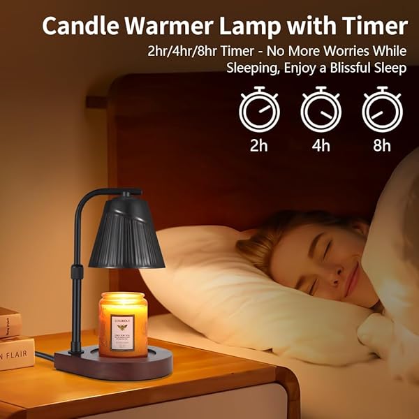 CERAMIC CANDLE WARMER LAMP WITH TIMER DIMMABLE ELECTRIC WAX MELT WARMER FOR JAR SCENTED CANDLES ADJUSTABLE HEIGHT MOTHERS DAY BIRTHDAY GIFTS FOR WOMEN MOM GRANDMA HOME OFFICES DECO LIGHT(BLACK)