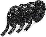 Zayejod 4 Rolls Black Resin Rhinestone Ribbon Self-Adhesive 10mm