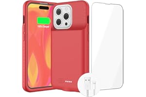 GIN FOXI Battery Case for iPhone 14/14Pro/13/13Pro, Real 7000mAh Ultra-Slim Battery Charging Case Rechargeable Anti-Fall Protection Battery Charger Charger for iPhone 14 Pro/14/13/13Pro(6.1 inch) Red