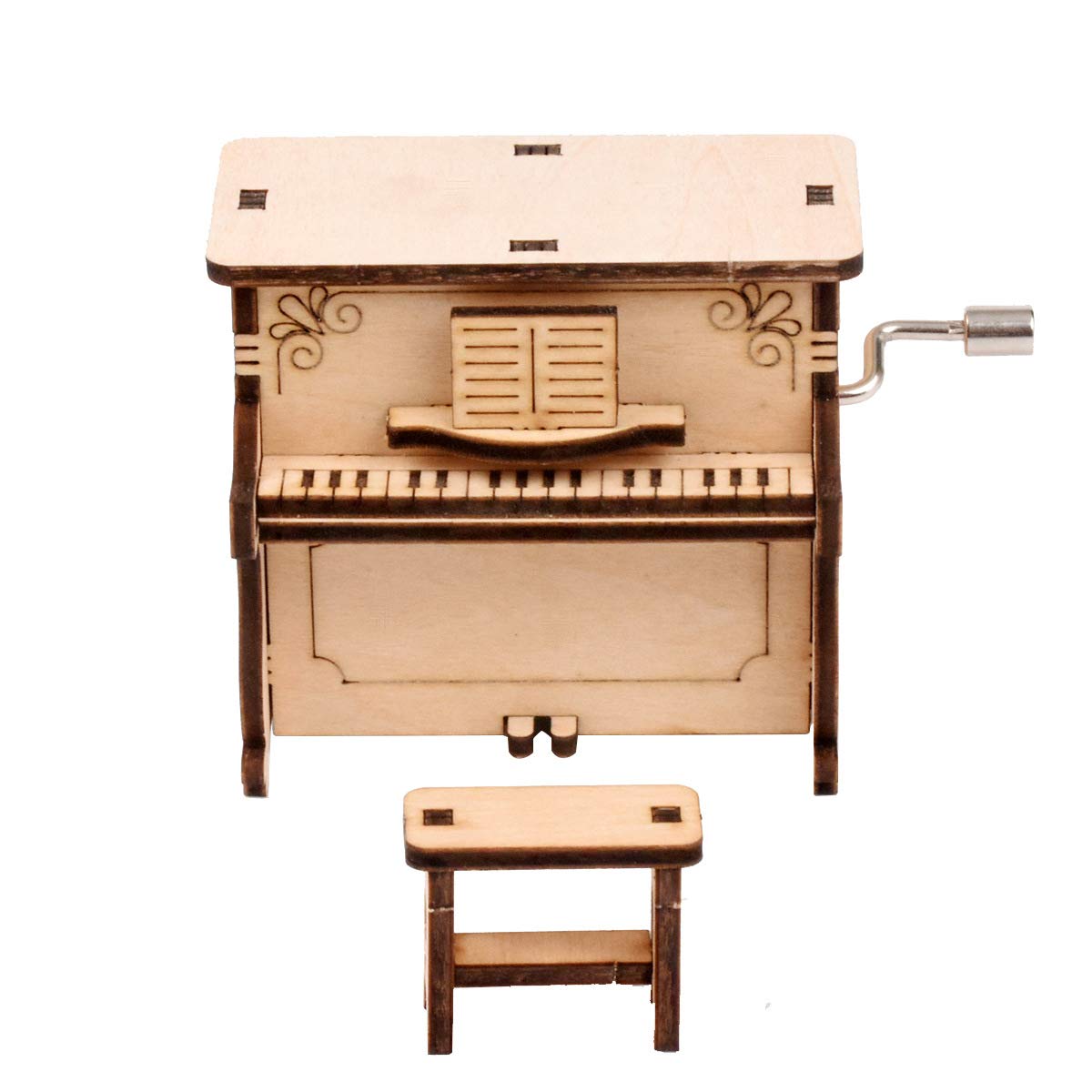 Musiin 3D Wooden Puzzle Piano Music Box 3D Puzzles DIY Kits Hand Crank Music Box(Upright piano) — image 1