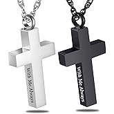 Cremation Cross Necklace for Ashes Cross Urns Locket Pendant Ashes Holder Stainless Steel Memorial Jewelry-With Me Always