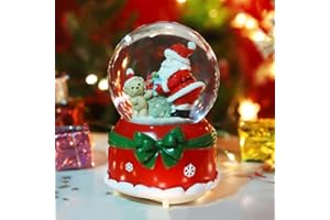 Deer Snow Globes Christmas Musical Globe Luminous Music Box Auto Revolving Cartoon Globe with Changing Lights Santa Snow Crys