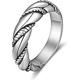 Aprilery Twisted Cable Rings for Women Fashion Vintage Silver Statement Band Rings Designer Inspired Dupes Jewelry for Women Gifts for Her