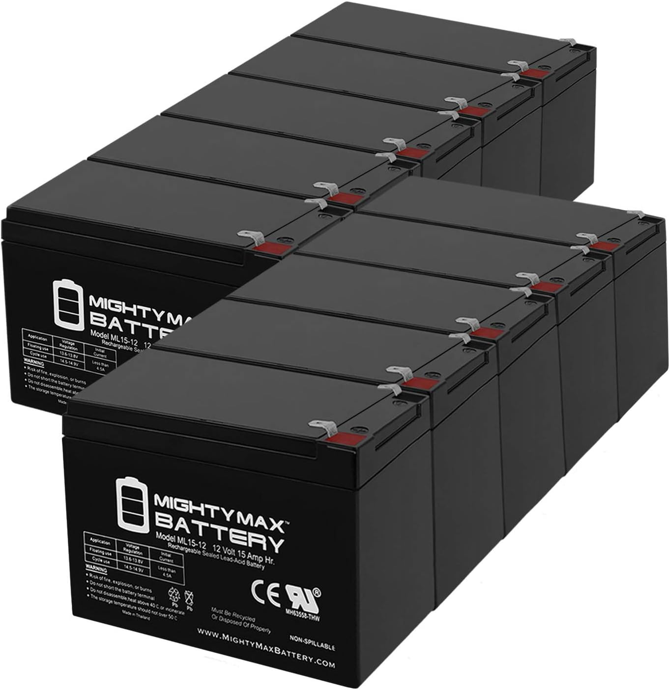 Mighty Max Battery ML15-12 12V 15AH F2 Shoprider Echo 3 Jimmie Traveler Start, MK ES12-12 - 10 Pack Brand Product