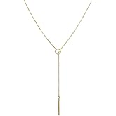 Benevolence LA Gold Dipped Lariat Necklace for Women, Candace Cameron Designed, Y Long Chain Drop Necklace with Bar Pendant, For Layering Necklaces, Jewelry Accessories