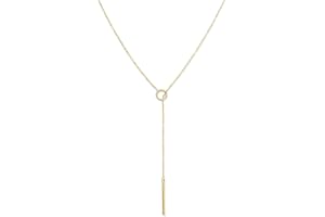 Benevolence LA 14k Gold Dipped Lariat Necklace for Women | Candace Cameron Designed Y Long Chain Drop with Bar Pendant | Jewelry Accessories | Gifts for Her