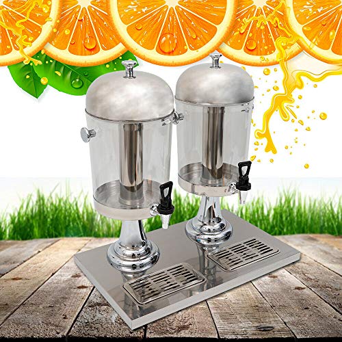 WUPYI Double Beverage Dispenser, Juice Drink Dispenser Frozen Cold Drink Dispenser with Recessed Drip Trays,2.1 Gallon Each Jug,for Commercial,Party,Hotel (Silver) - Thumbnail 2