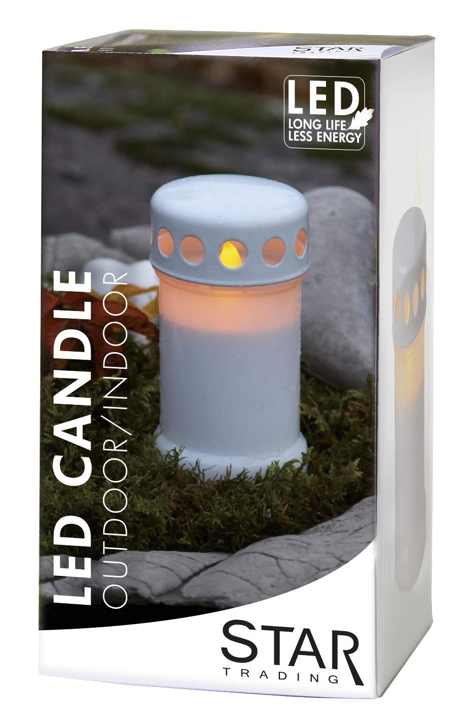 Star LED-Candle in Cup, Flickering Colour : White, ca. 14 x 8 cm Long Lifetime, Battery Operated Four Colour Box with,