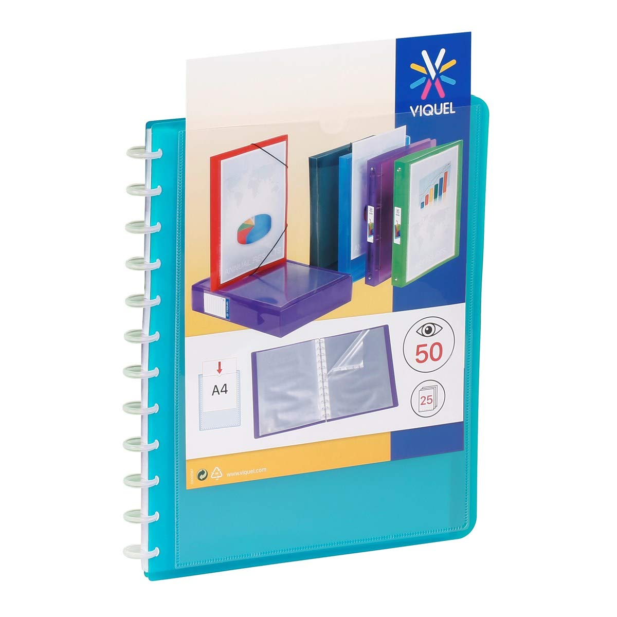 Viquel - Geode A4 Size A4 Display Book with Removable Pockets 50 Views Blue