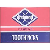 Diamond Toothpicks, Round Natural Wooden Bamboo Tooth Picks For Teeth, Appetizers and Cocktail 2pack ( 250 Count )