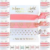 10 x 3-Pack Hair Ties - Bachelorette and Wedding Shower Party Favors for Bridesmaids, Team Bride, Bride Tribe - 30 Hair Ties in Total! (Pink White & Gold)