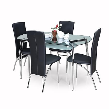 Royaloak Sonata Four Seater Dining Table Set (Black)