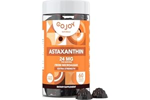 GOJOY NATURALS Chewable Astaxanthin Gummies - Natural Astaxanthin 24mg Antioxidant Supplement - Vegan, Non-GMO, Sugar-Free, Gluten-Free, Soy-Fee, 3rd Party Lab Tested - 2 Month Supply (60 Gummies)