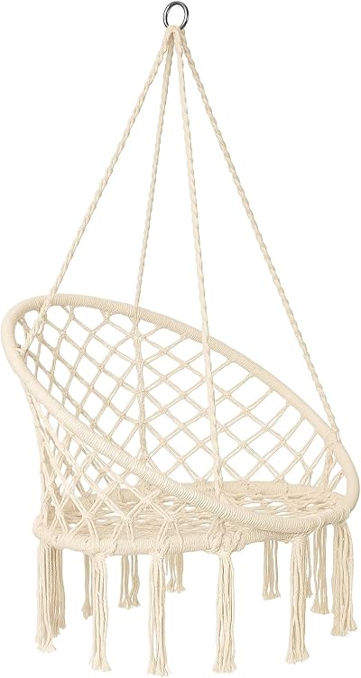 raxter Beige Hammock Chair Macrame Swing with Cotton Rope 120KG Max