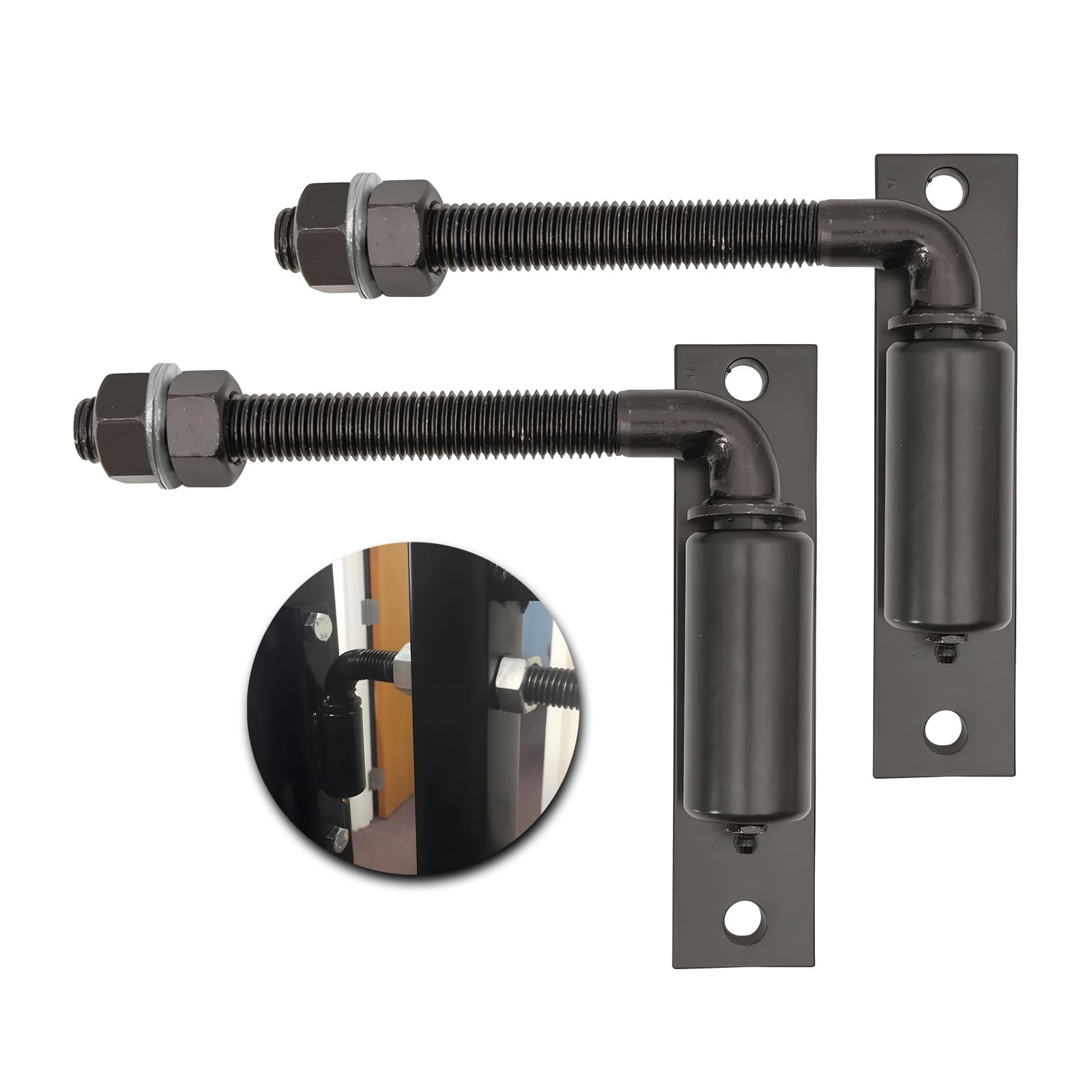 Photo 1 of 2 Pack Steel J-Bolt Hinge with Plate,Heavy-Duty Welded Hingefor Doors Gates,Heavy-Duty Driveway Gates for Welding on Larger Iron or Steel Gates(Black,A-5/8)