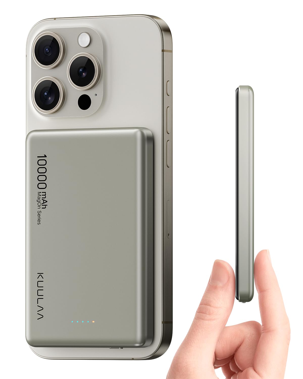 Photo 1 of Kuulaa Magsafe Battery Pack 10000mAh Slim Magsafe Portable Charger 0.47IN Magnetic Wireless Apple Portable Charger 20W USB-C Power Delivery Power Bank for 0.47in iPhone 15/14/13/12 Serie, Titanium