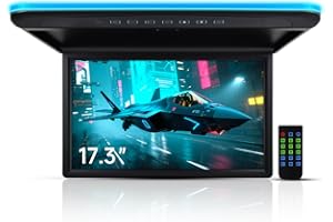 ZBARK 17.3 Inch Car Overhead Flip Down Monitor Screen Capable of displaying 1080P Videos high Definition Digital TFT Wide Screen Comes with HDMI IR FM USB and SD Capabilities