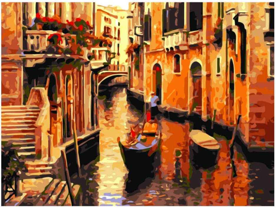 Huizheng Digital Diy oil painting by number Venice city of Italy wall decor on canvas oil paint coloring by numbers drawing pictures 40*50cm No frame