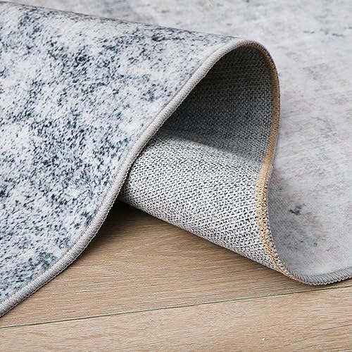 Leesentec Runner rugs Area rugs Non-Slip Runner for Entryway Bedroom Living Room Hallways Long Kitchen Runner Rug Washable Rubber Back Carpet Rug Floor Mat (Light Grey/Brown, 80 x 200 cm)