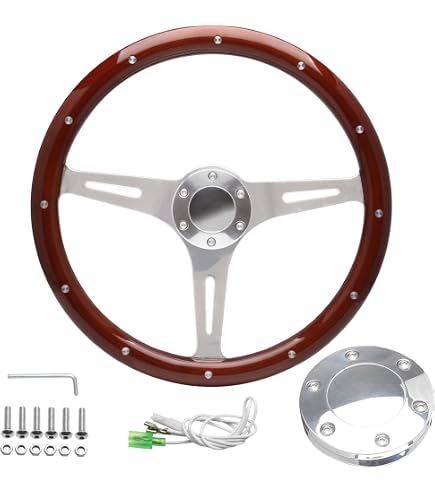 Amazon.com: 14'' Classic Riveted Wood Grain Steering Wheel