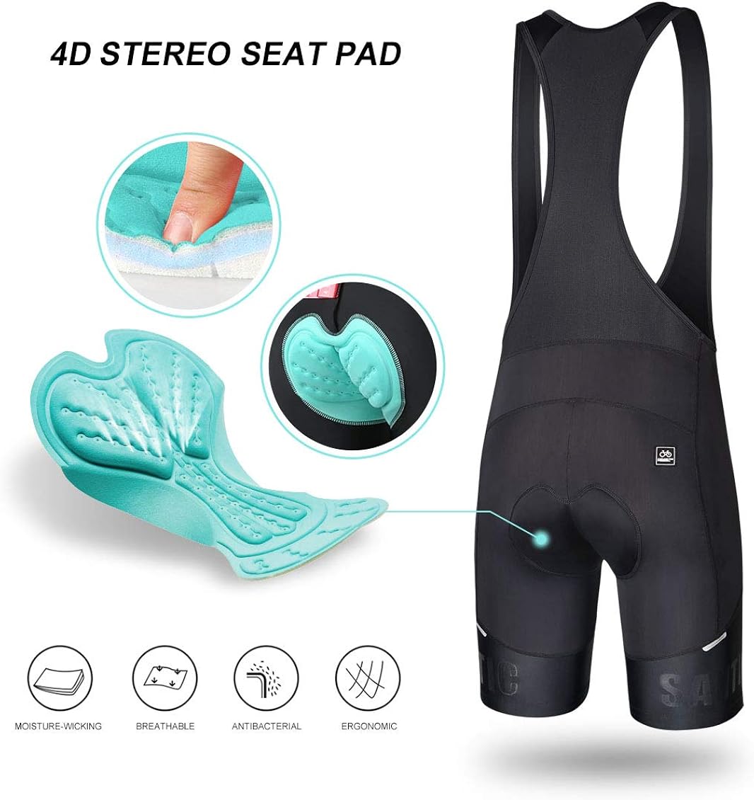 Santic Bib Cycling Shorts Mens 4D Padded Bicycle Breathable Half Pants Mountain Road Bib Bike Shorts: Clothing