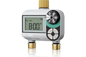 QUOBAS Sprinkler Timer for Garden Hose, Programmable Brass Digital Water Timer with Rain Delay/Auto/Manual3 Modes, Pool, Drip