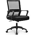 NEO CHAIR Office Chair Gaming Desk Computer Chair Ergonomic Mesh Mid Back with Wheels Lumbar Support Comfy Swivel Adjustable for Home (Black)