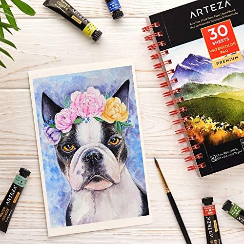 Watercolor paper pad by Arteza with wooden pulp cover.