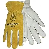 Tillman 1414M 1414 Unlined Cowhide Leather Drivers Glove, Cowhide Leather, Medium, White/Yellow (Pack of 12)